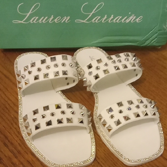 Lauren Lorraine Shoes - Lauren Lorraine White Studded Sandals